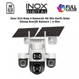  Inox X14 8mp 4 Kameralı 3 Ptz 4G Sim Kartlı Solar Güneş Enerjili Kamera | e-Sim